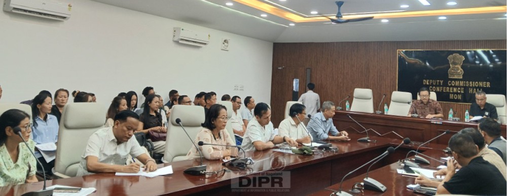 DC Mon, Wennyei Konyak chairs the monthly DPDB meeting of the district at DC's Conference Hall, Mon on September 15. (DIPR Photo)